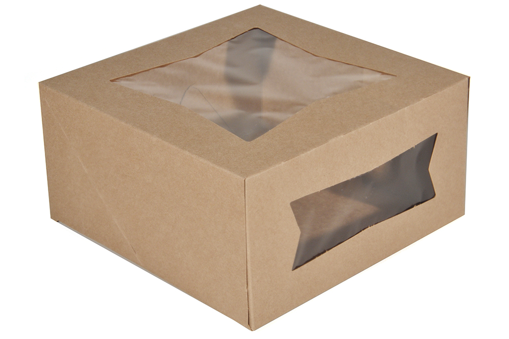 Caja con tapa y ventana 900 ml 20x12x5 cm kraft/transparente - 200